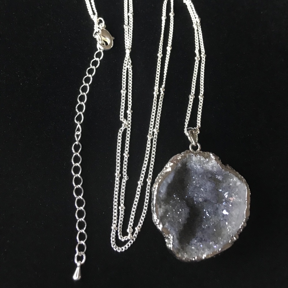 Sterling Silver Plated Druzy Pendant